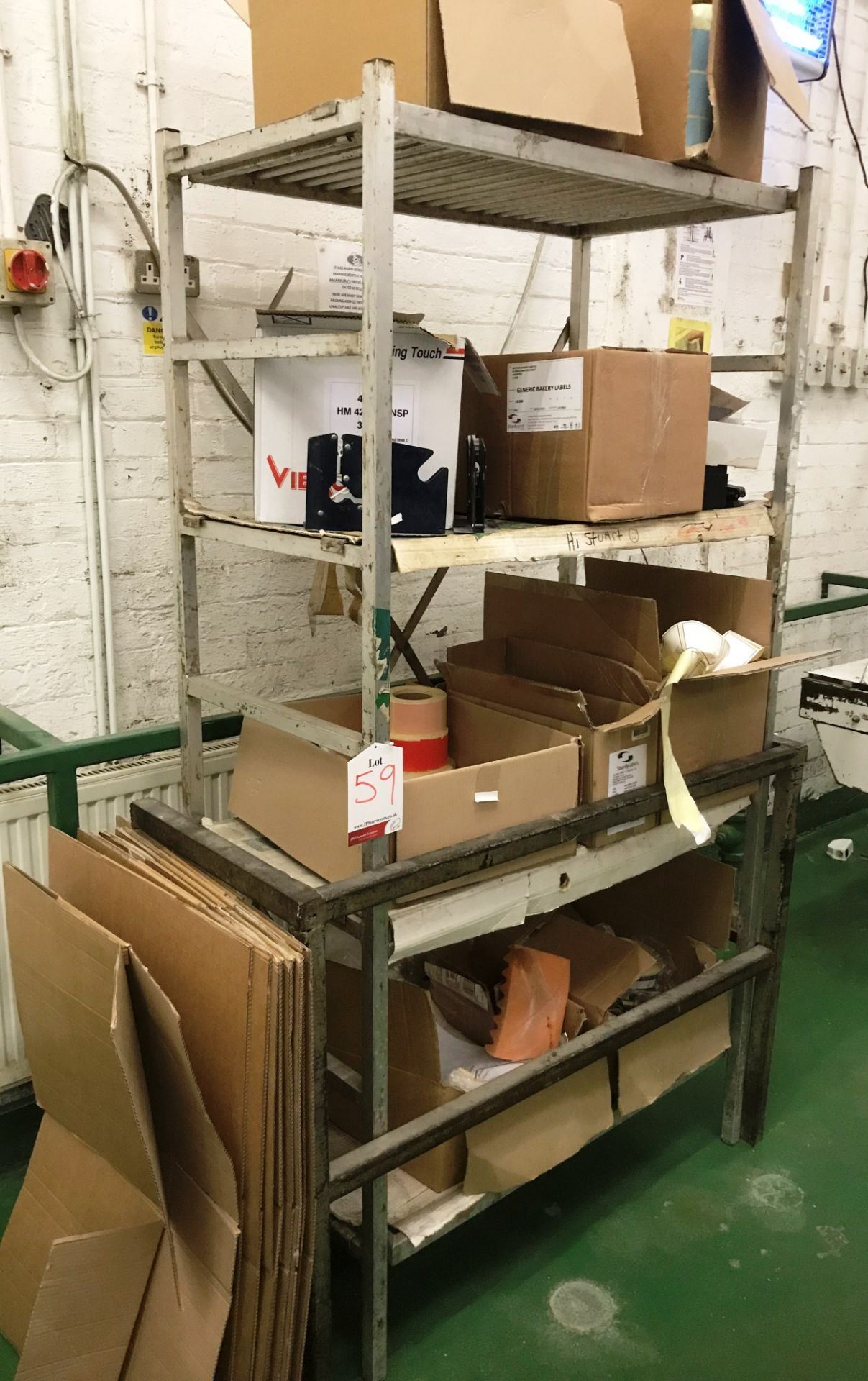 4 Tier Metal Rack w/ Packaging Stock & Equipment - As Pictured - Bild 7 aus 7