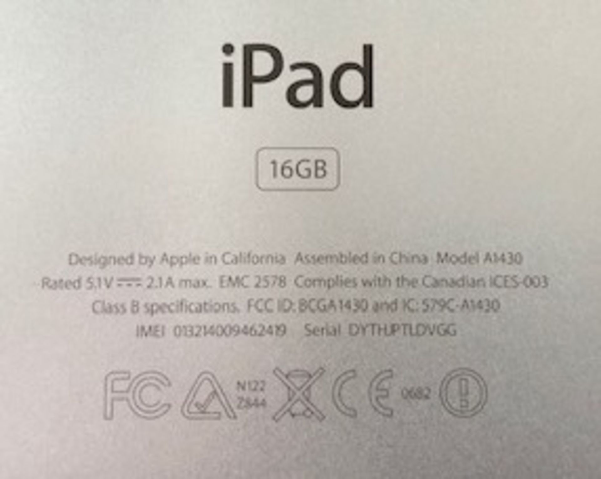 Apple iPad | YOM: 2012 | 3rd Gen | NO BOX | NO CHARGER - Image 4 of 4