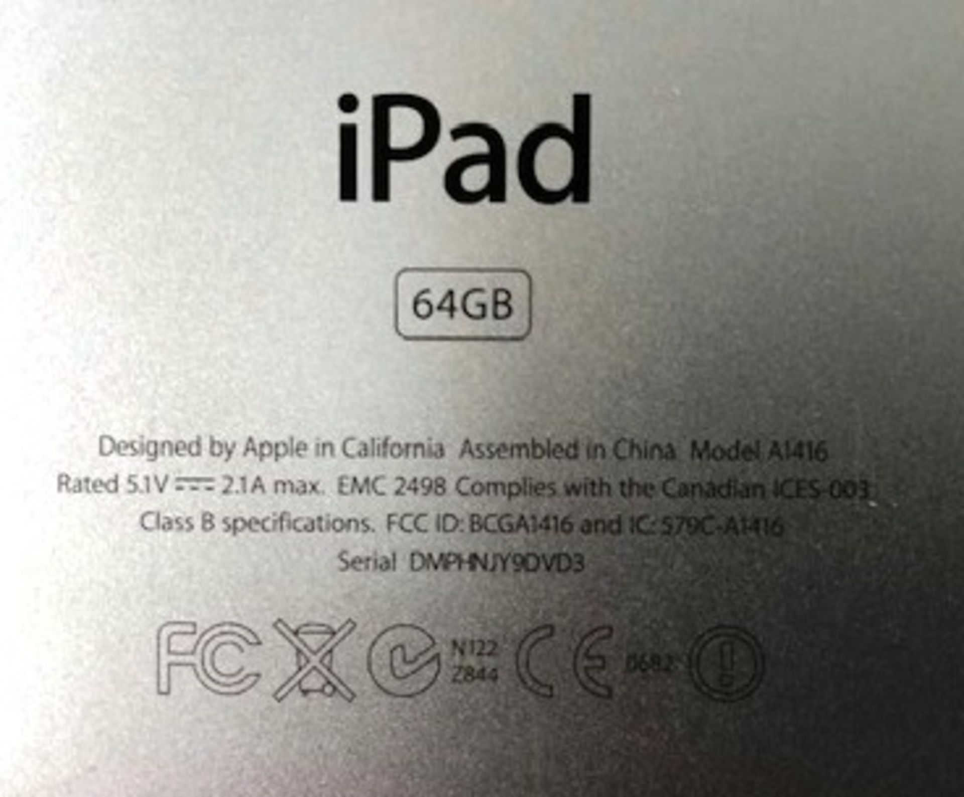 Apple iPad | YOM: 2012 | 3rd Gen | NO BOX | NO CHARGER - Image 3 of 3