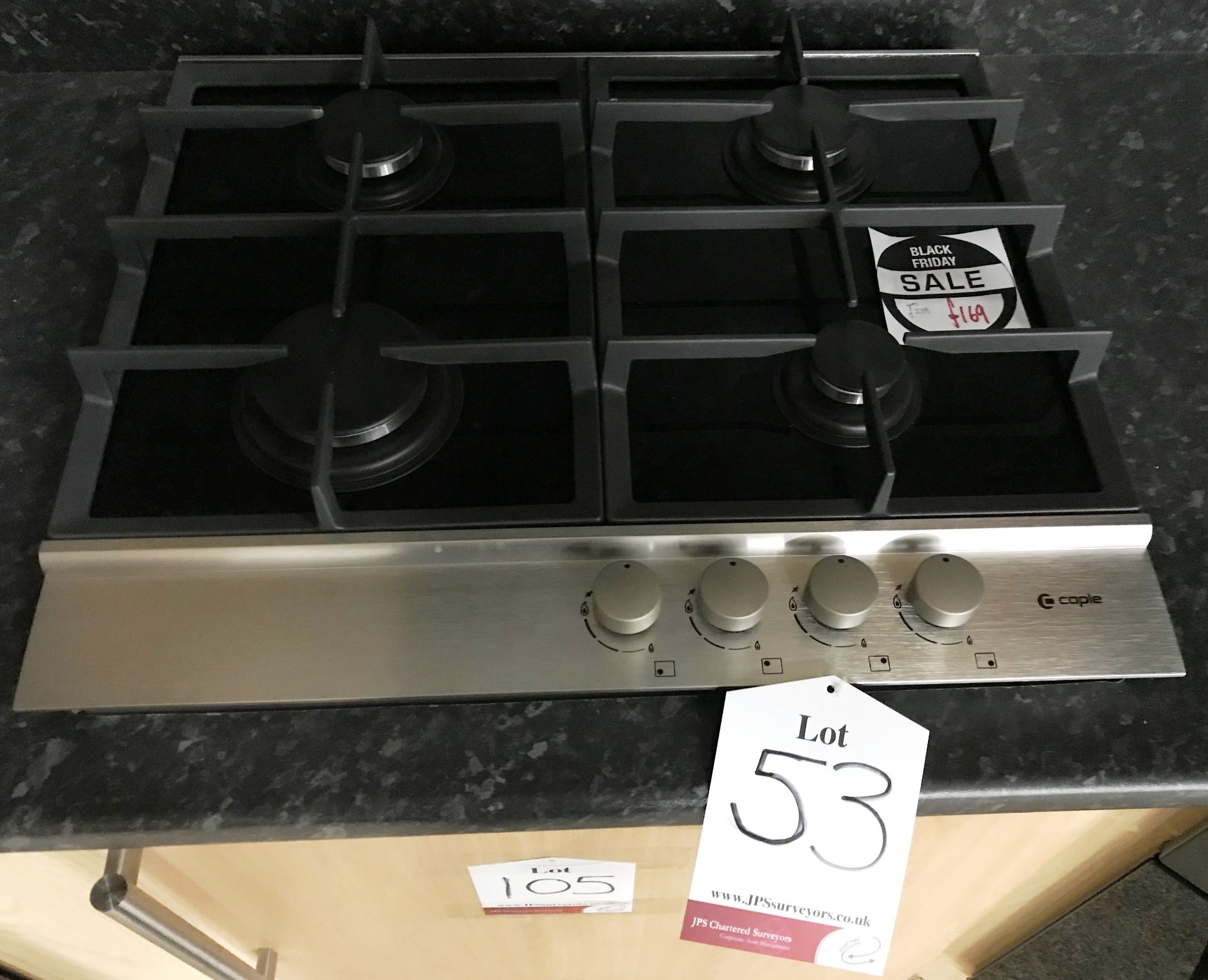 Ex Display Caple C739G 60cm Gas On Glass Hob With Steel Trim - RRP£169