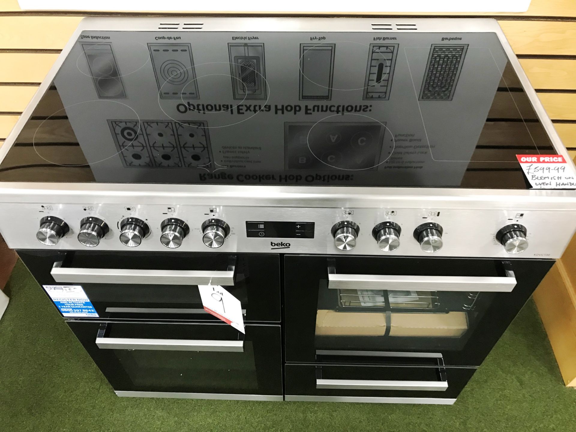 Ex Display Beko KDVC100X 100cm Electric Range Cooker with Ceramic Hob - Stainless Steel - RRP£599 - Image 2 of 8