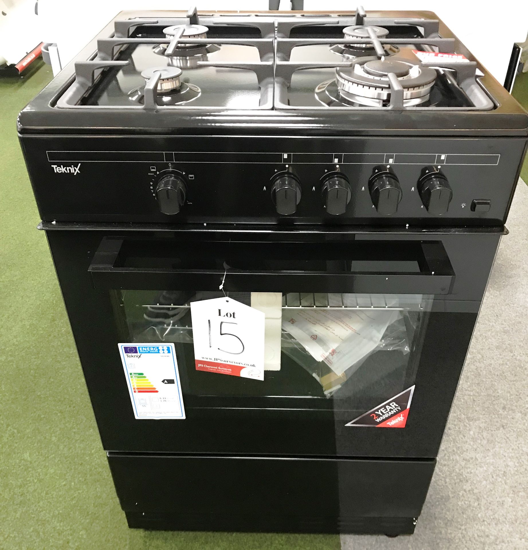 Ex Display Teknix TKGF60BL 60Cm Single Cavity Gas Cooker - Black - RRP£289.99