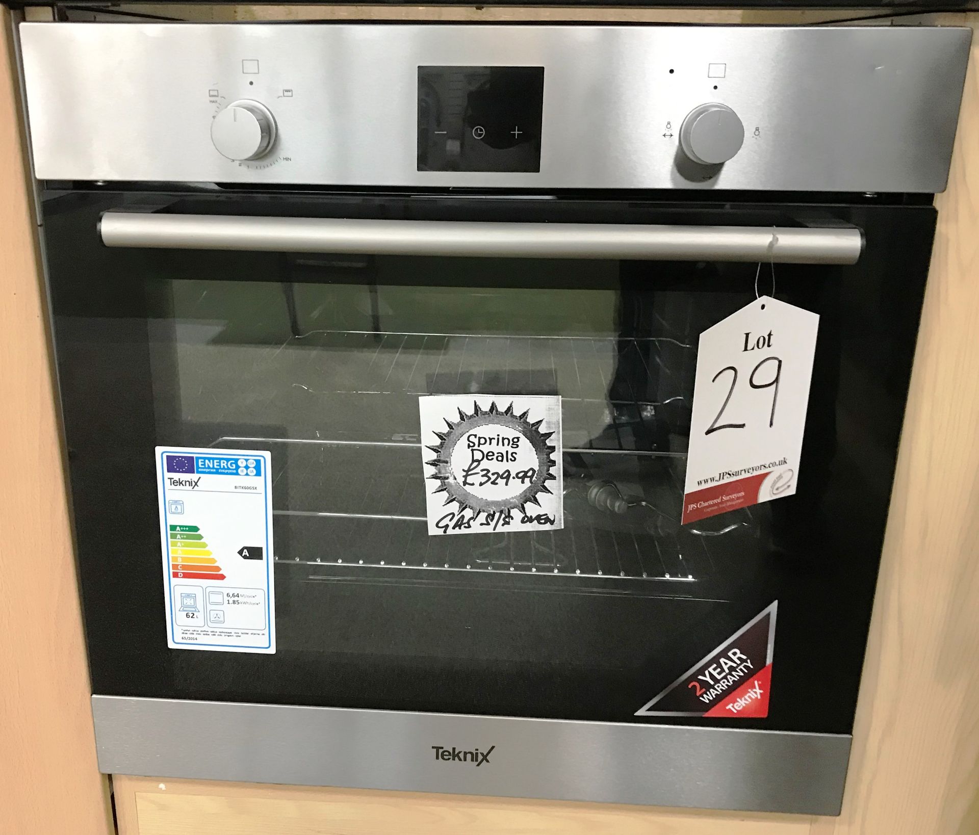 Ex Display Teknix BITK60GSX Bulit-in Gas Oven - Stainless Steel - RRP£329.99