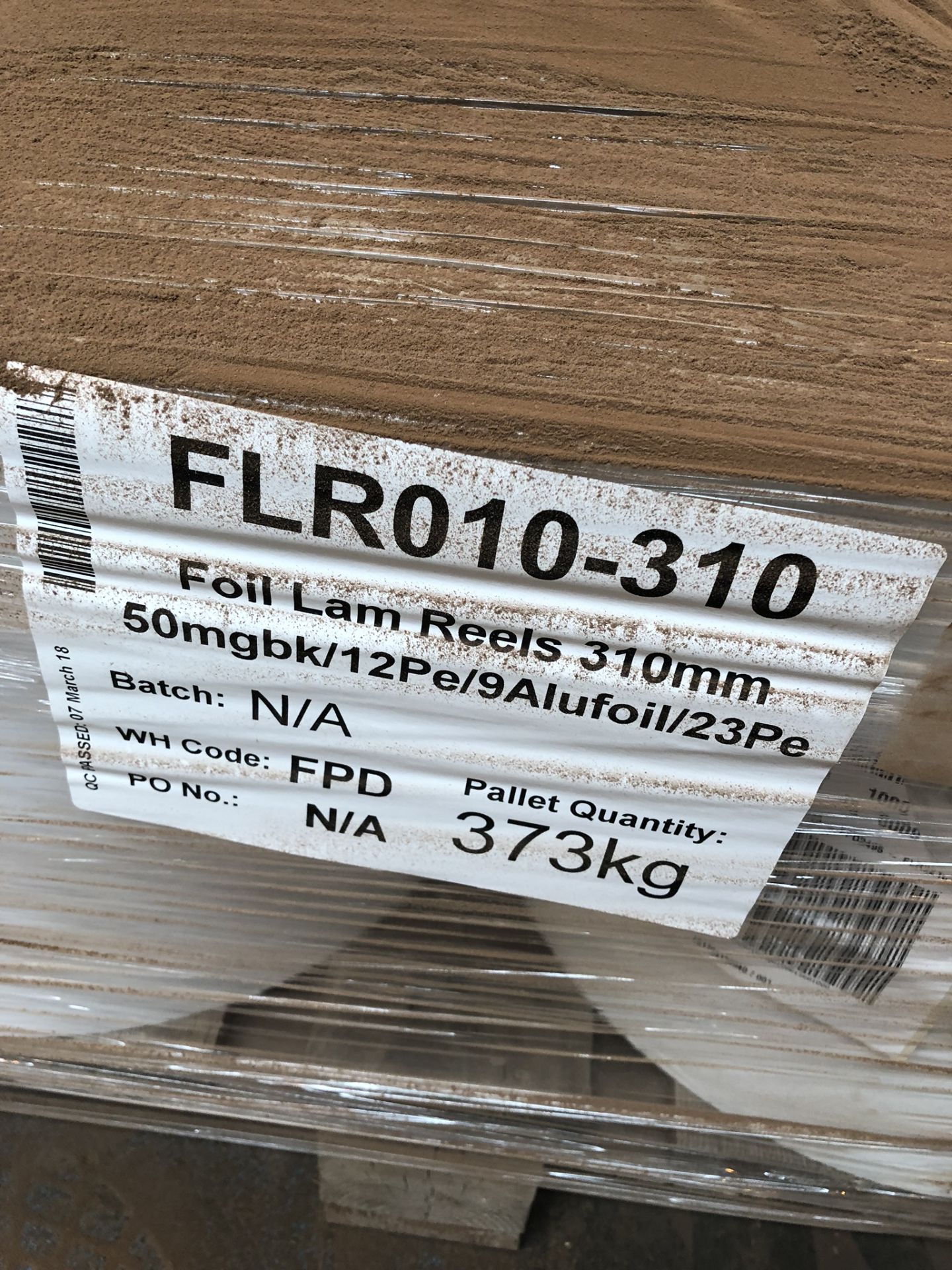 Pallet of 310mm Foil Laminate Reels | Pallet QTY - 373kg - Image 2 of 2