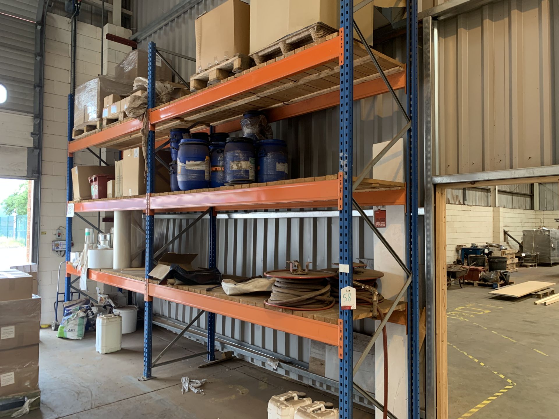 2 x Bays of Pallet Racking and contents. See pictures.