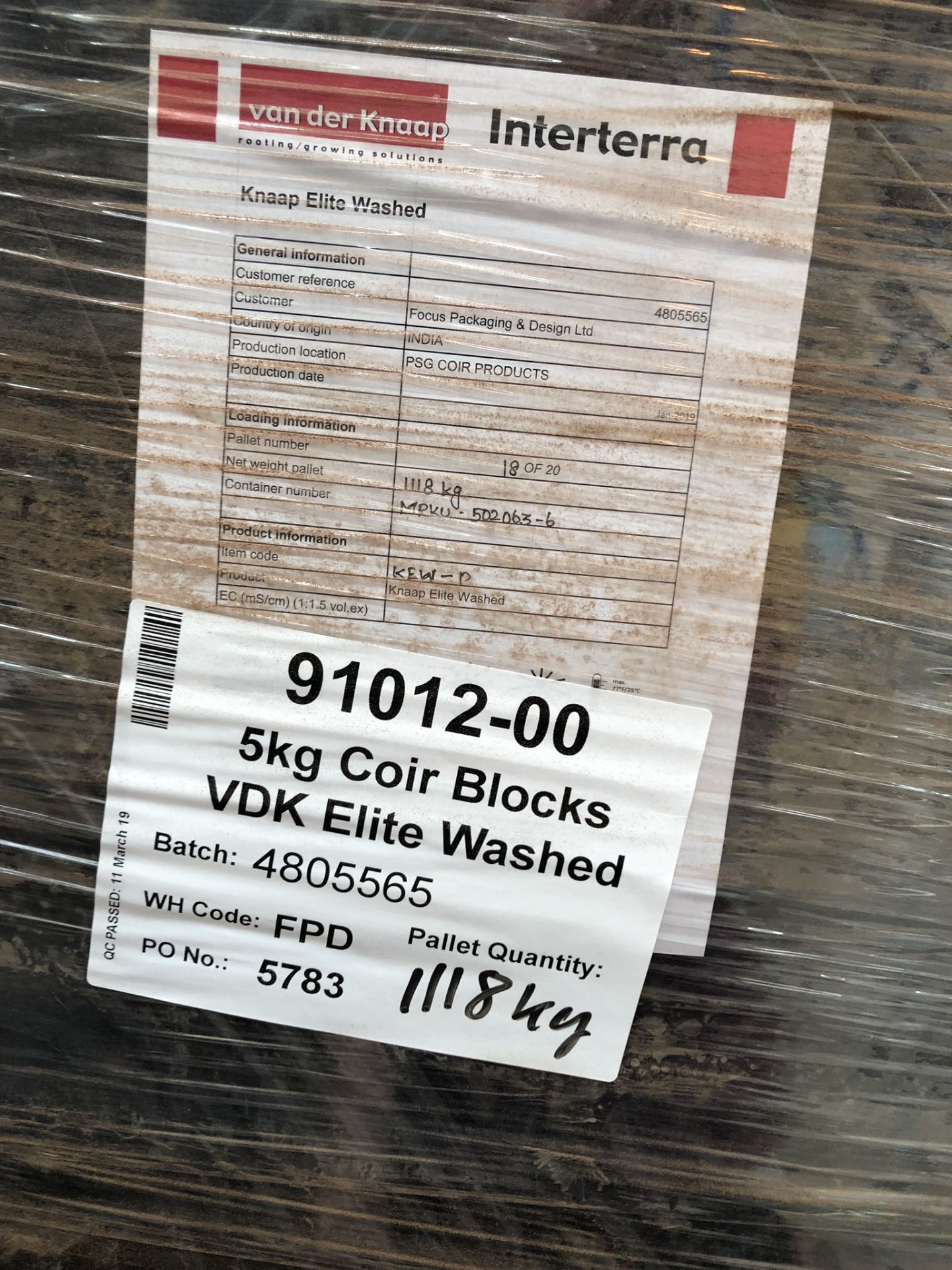 6 x Pallets of 5kg VDK Elite Washed Coir Blocks | See description for QTYS - Image 2 of 7