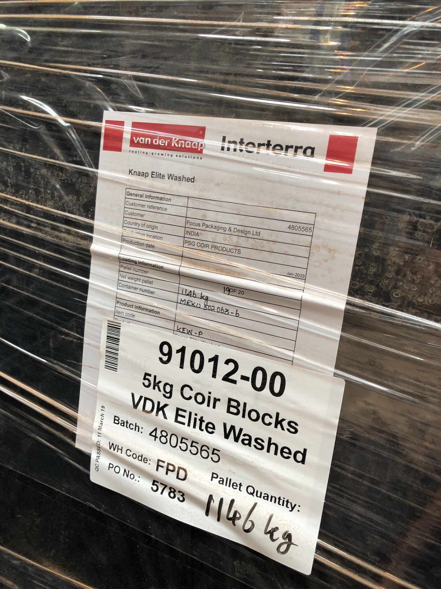 6 x Pallets of 5kg VDK Elite Washed Coir Blocks | See description for QTYS - Image 3 of 7
