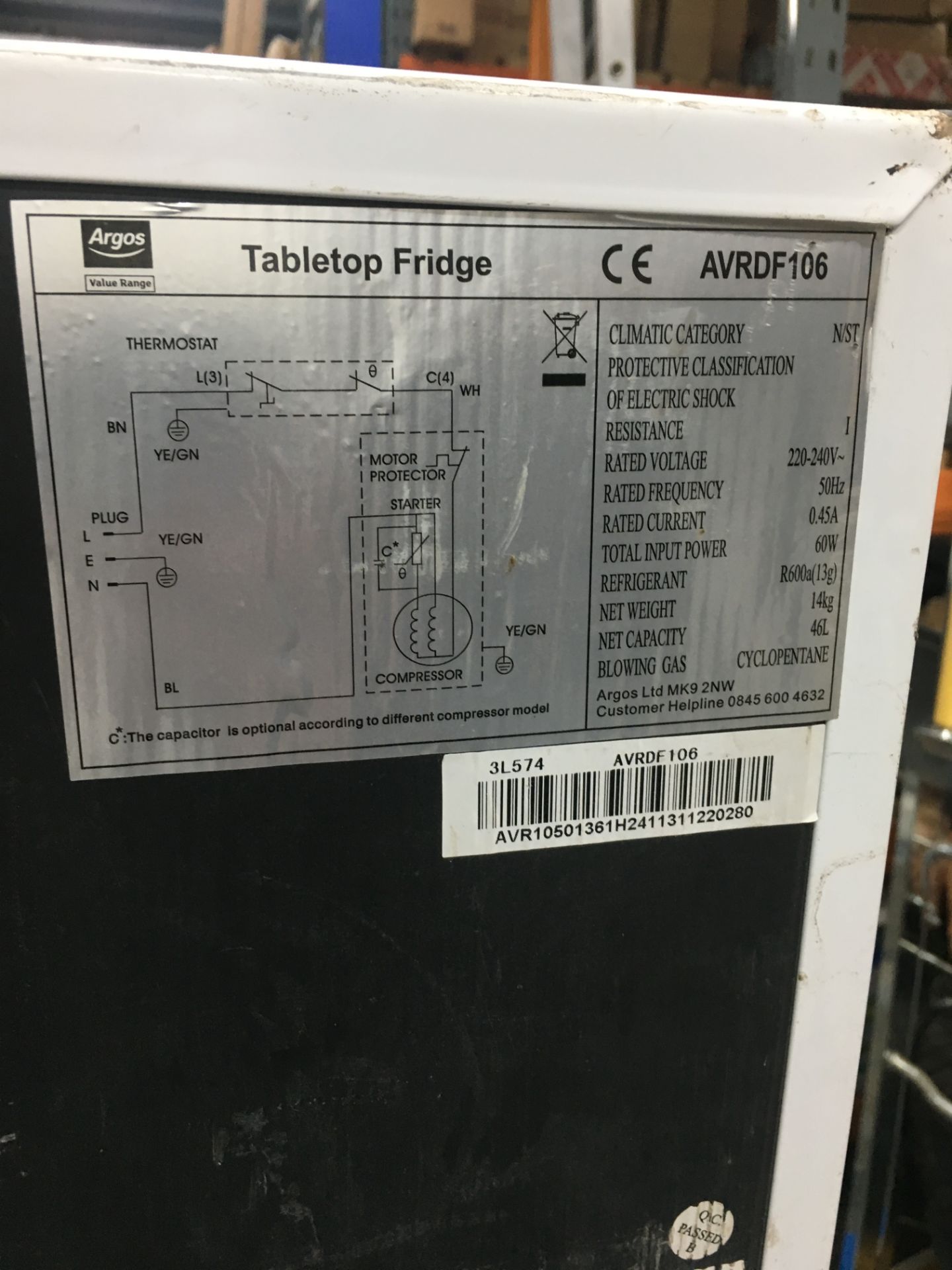 Argos Value Range AVRDF106 Table Top Fridge - Image 4 of 4