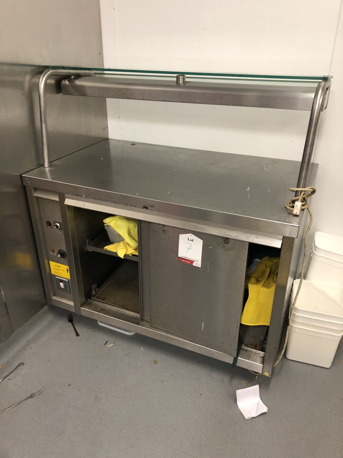 Stainless Steel Preparation Unit w/ Glass Top & Hot Cupboard
