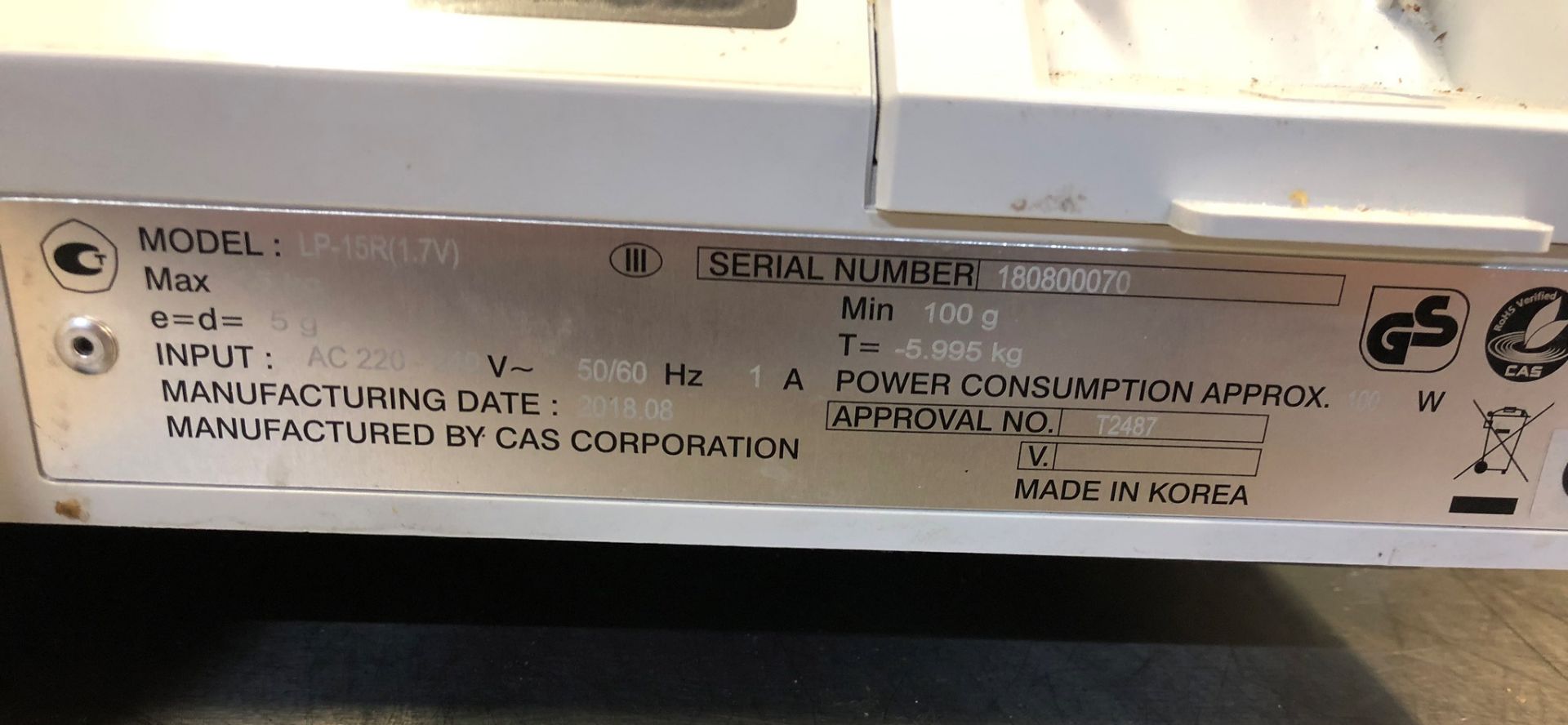 CAS Digital 15kg Label Printing Scales - Image 4 of 4