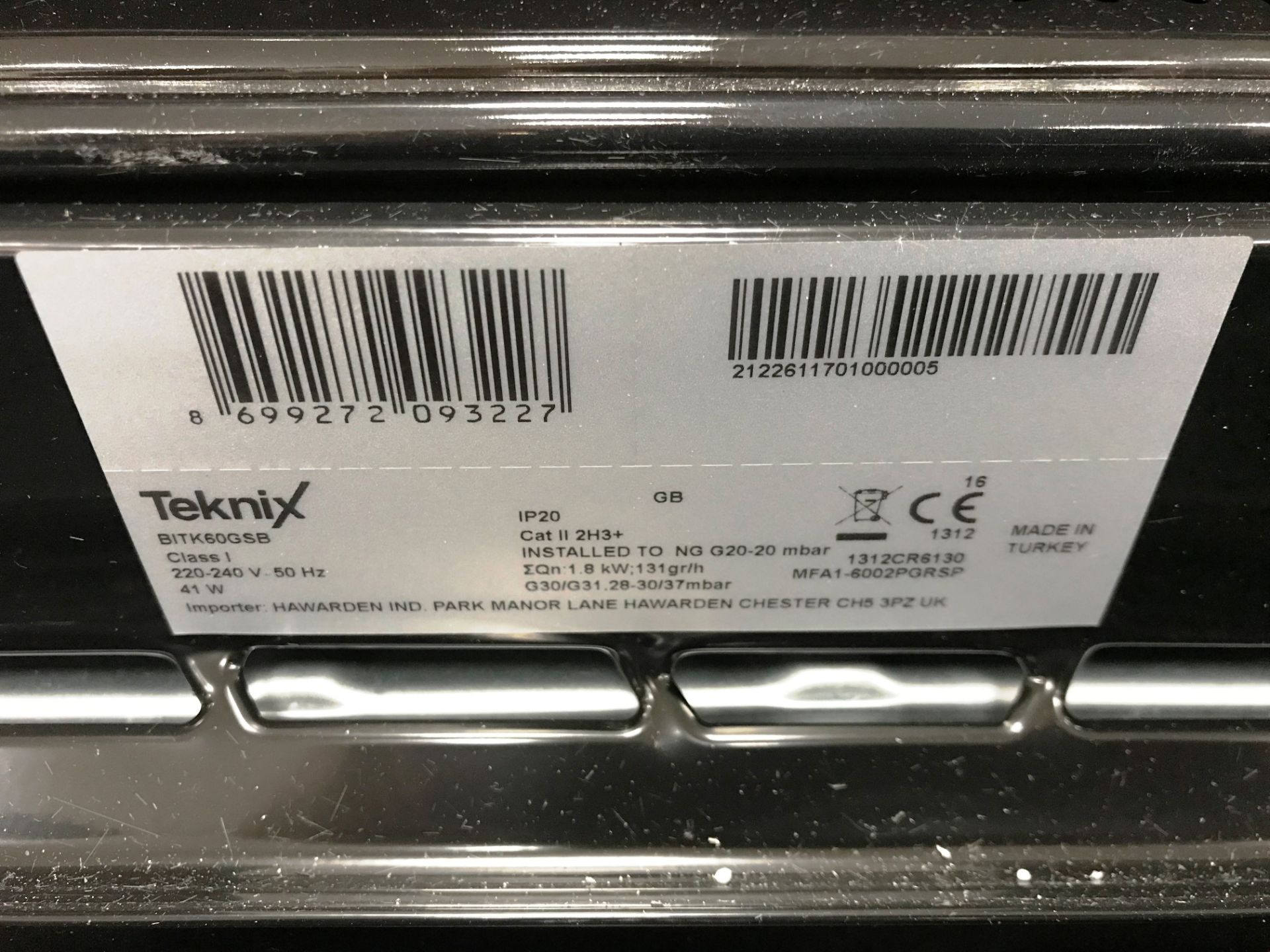 Ex Display Teknix BITK60GSB 60cm Gas Single Oven - RRP £259 - Image 3 of 3