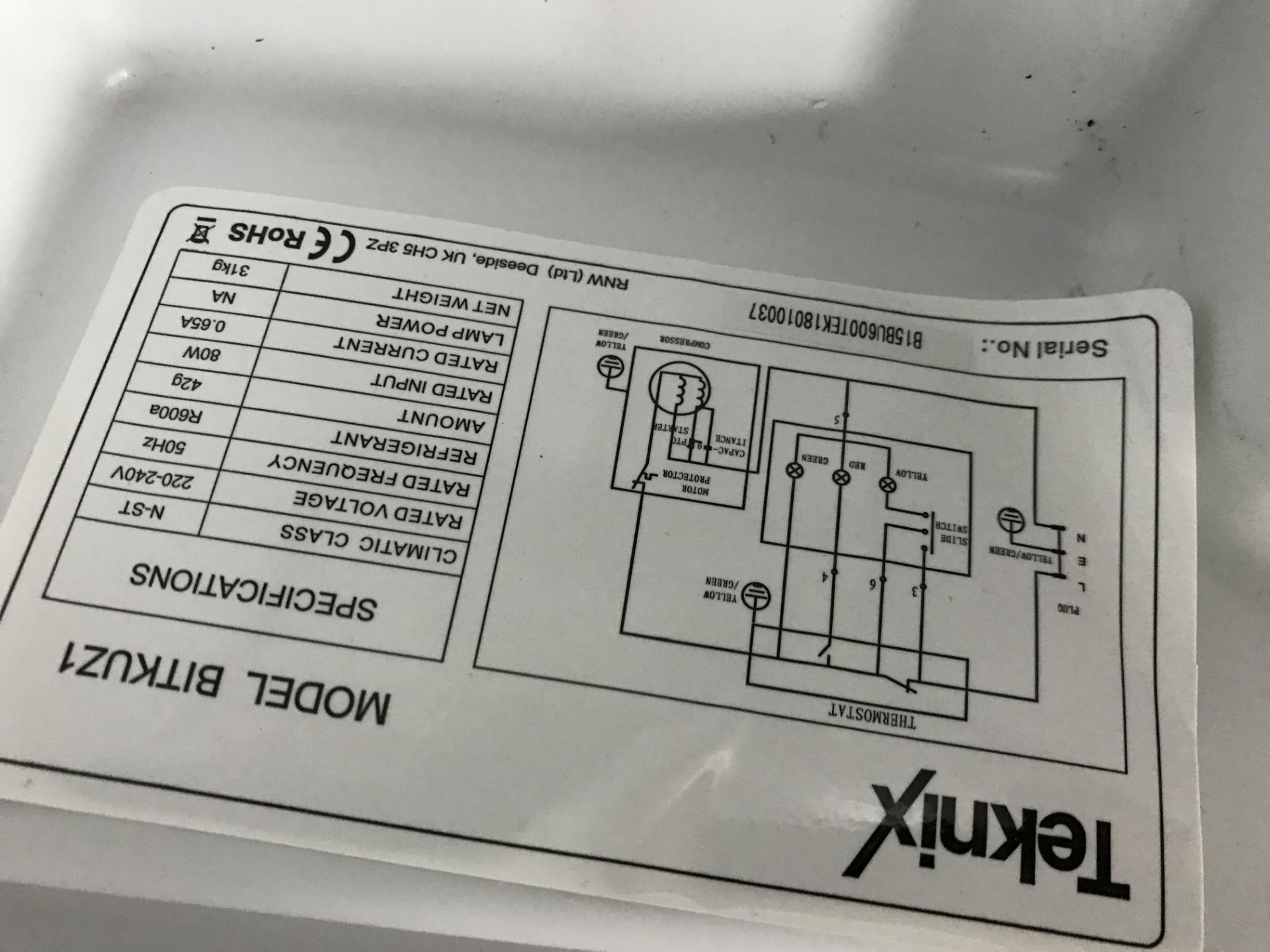 Ex Display Teknix Built-in Undercounter Freezer - White - RRP £259 - Image 5 of 5