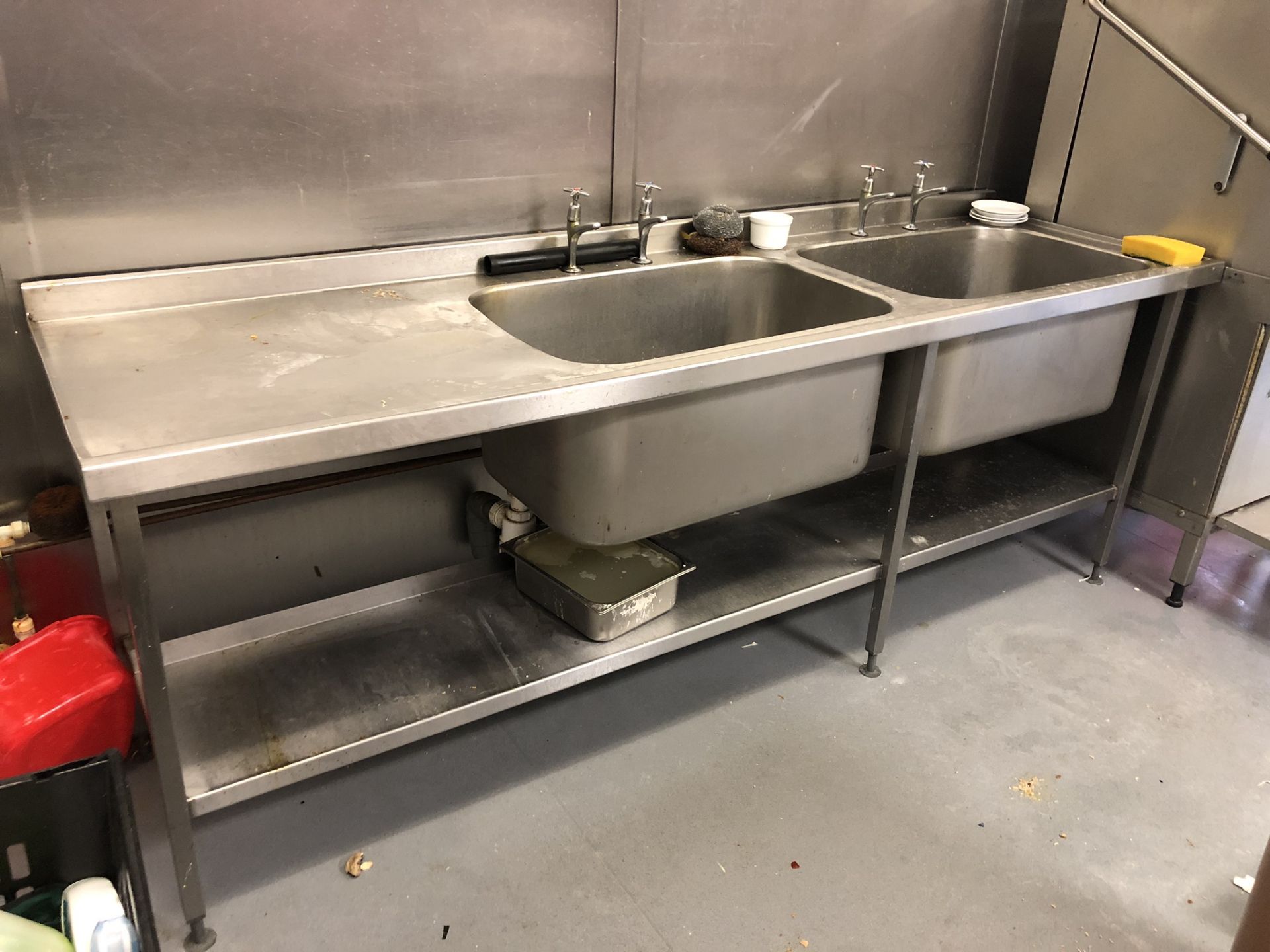 Stainless Steel Double Bowl Sink Unit w/ Undershelf - Image 2 of 2