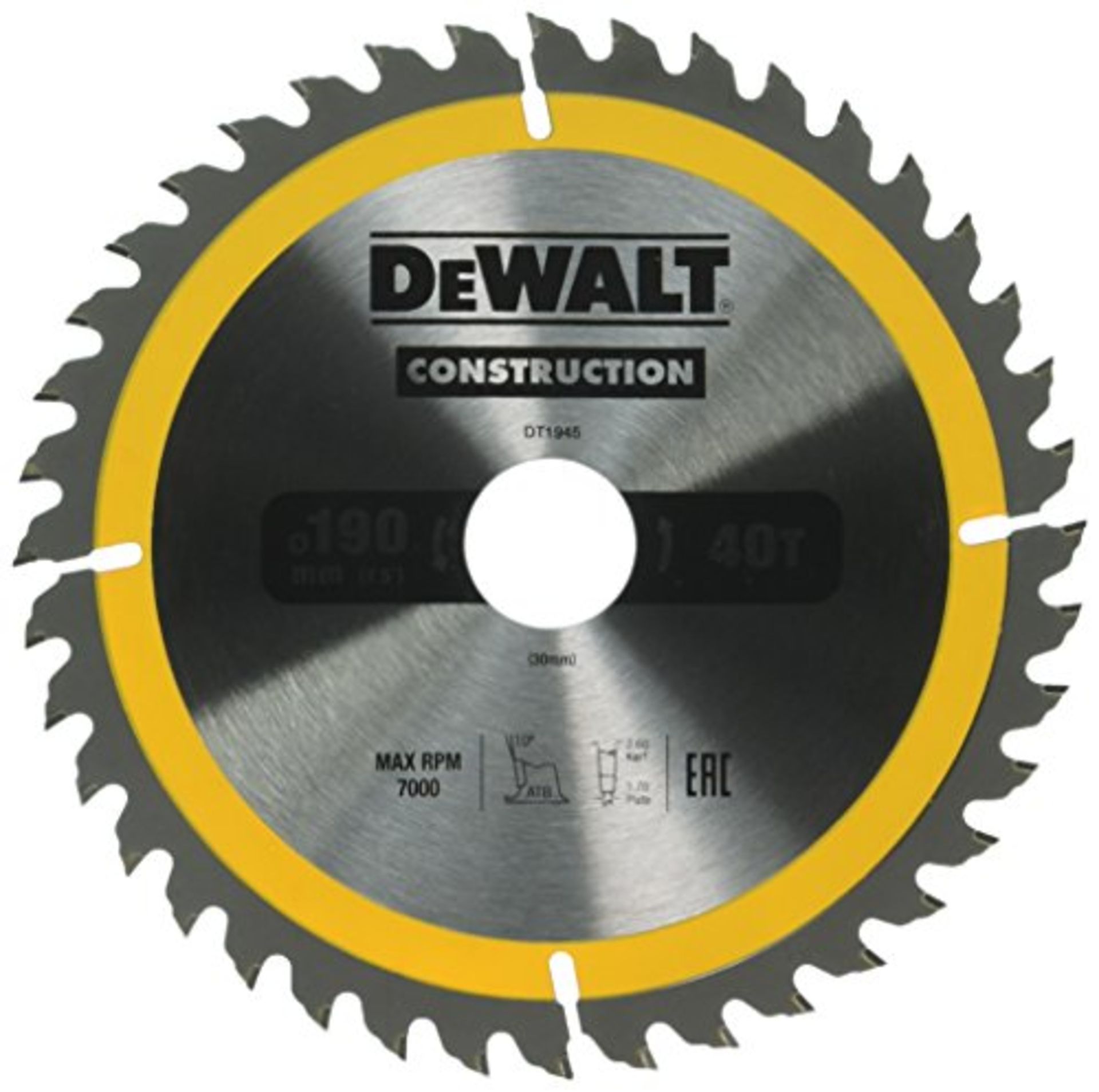 1 x Dewalt DT1945-QZ Construction Circular Saw Blade | EAN: 5035048095621 | RRP £41.7 - Image 3 of 3