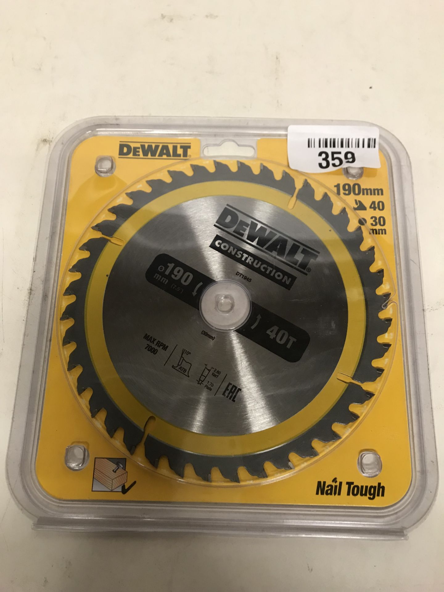 1 x Dewalt DT1945-QZ Construction Circular Saw Blade | EAN: 5035048095621 | RRP £41.7 - Image 2 of 3