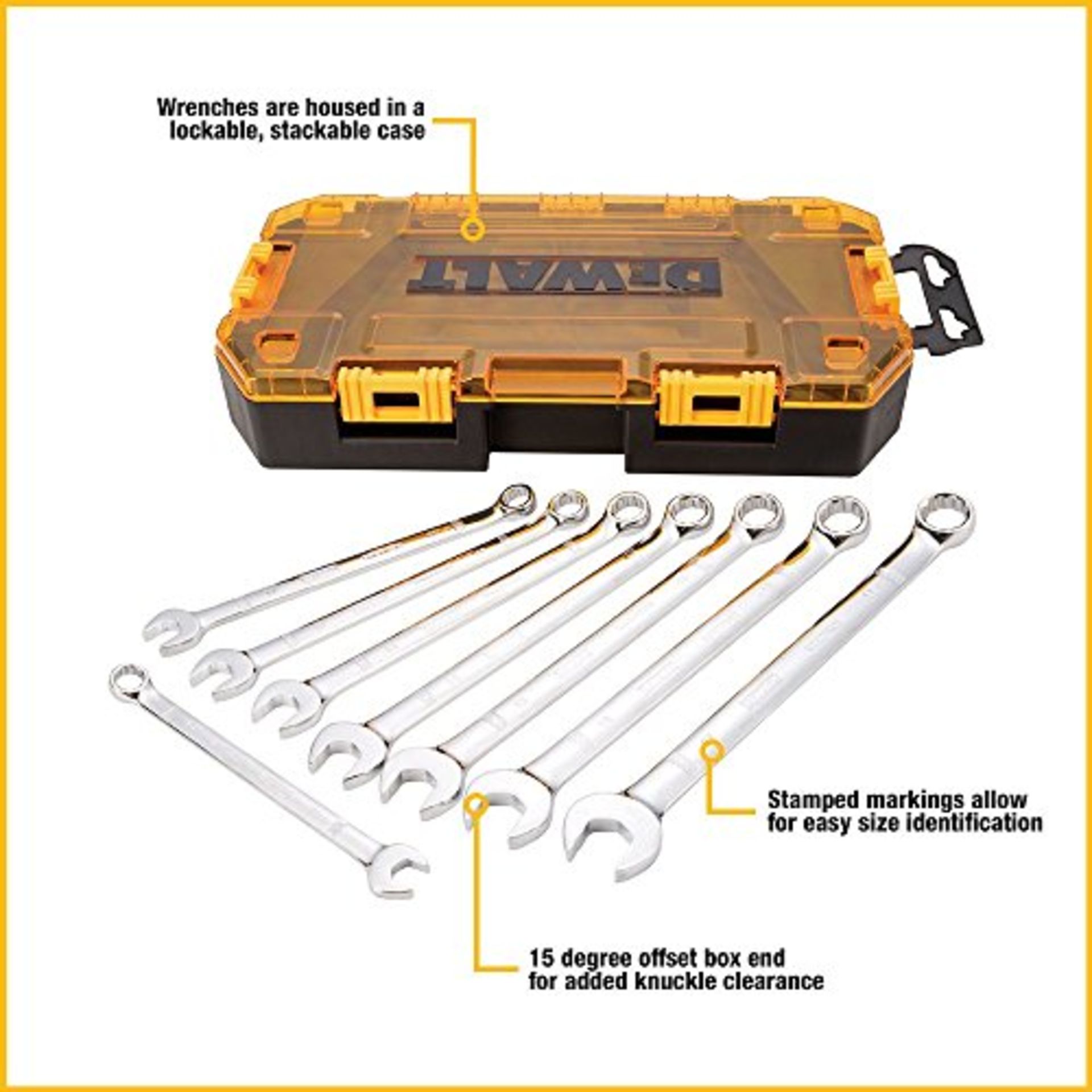 1 x Stanley Tools STADW73810 Tough Combination Spanner Set DWMT73810 | EAN: 0076174738100 | RRP £31. - Image 2 of 3