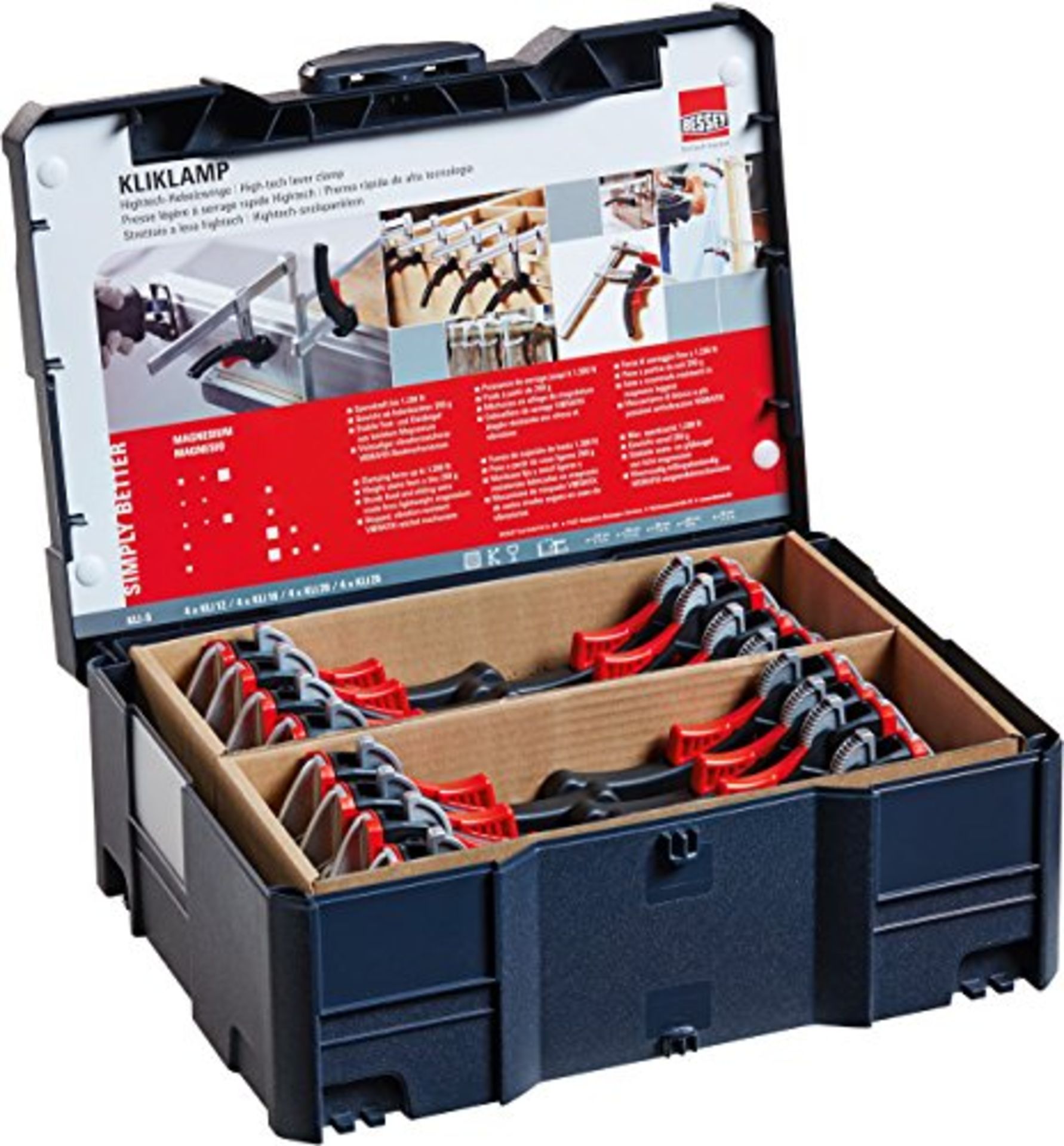 1 x Bessey KLI-S Kliklamp Systainer Set with 16 Clamps, Silver, teilig | EAN: 4008158027296 | RRP £3