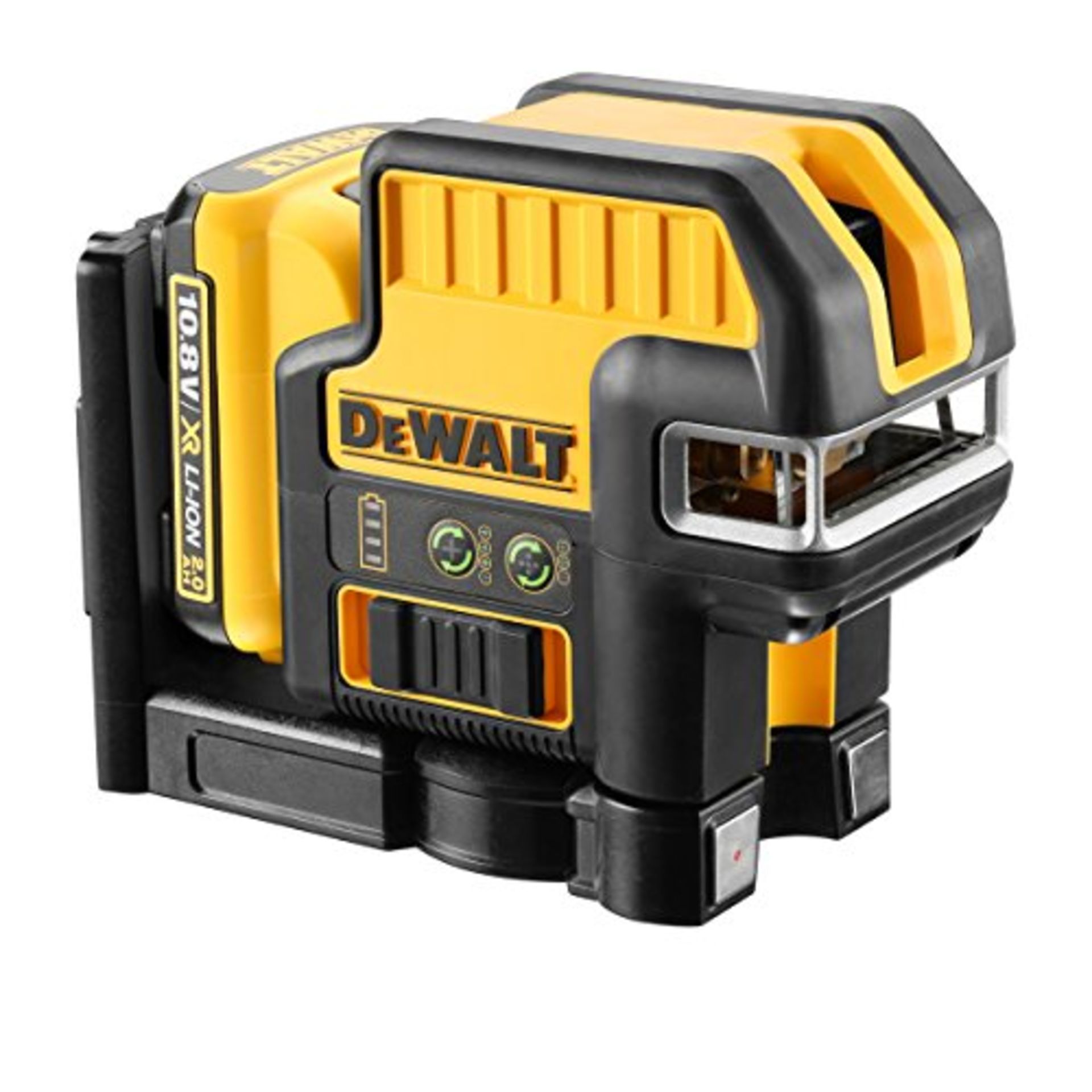 1 x Dewalt DCE0825D1G 10.8V 5 Spot Cross Line Green Laser (1 x 2.0Ah Battery), Yellow/Black | EAN: 5