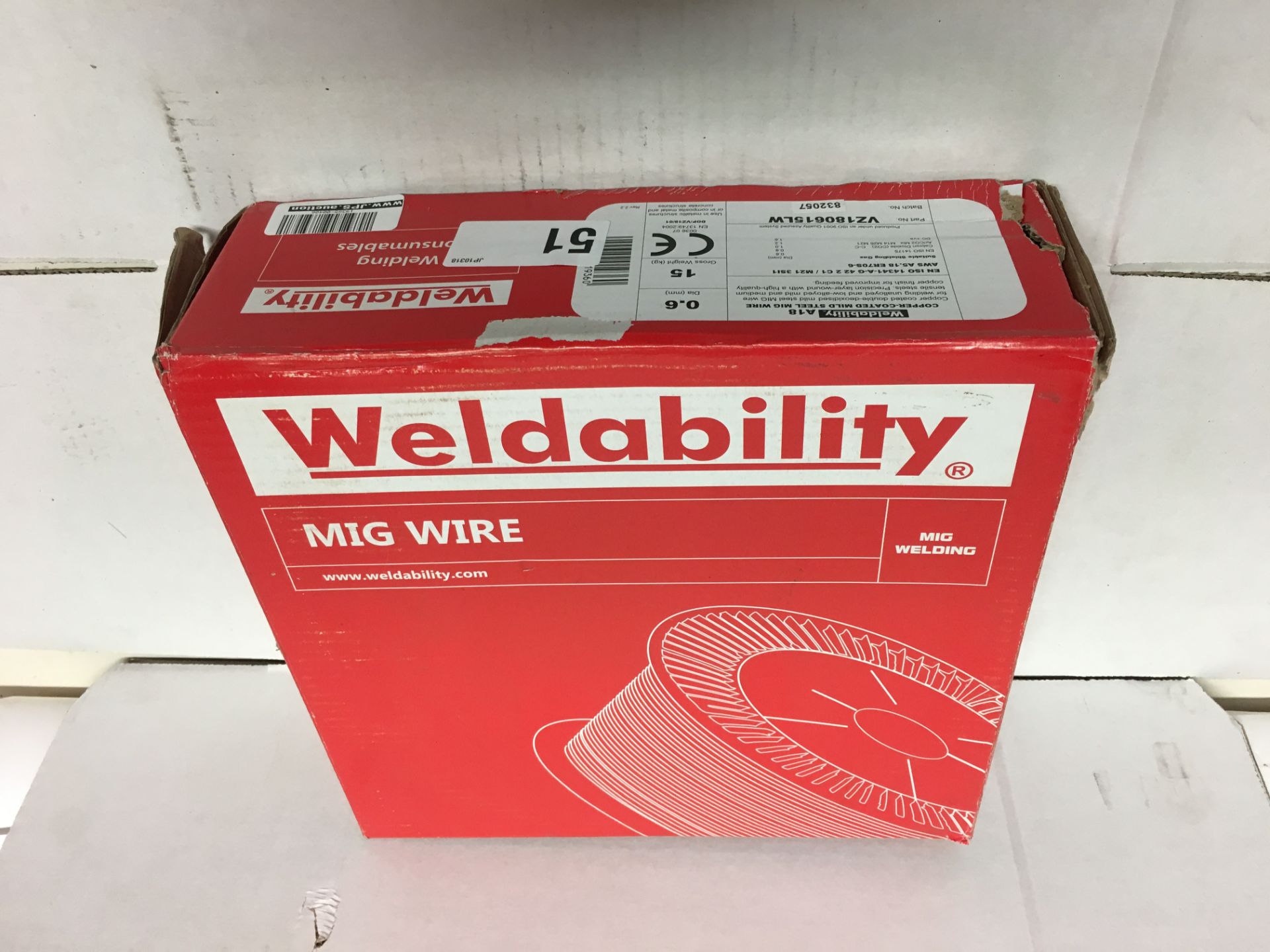 1 x Weldability Sif VZ180615LW A18/G3Si1 MIG Wire 0.6mm 15kg | EAN: 5055389019360 | RRP £51.9