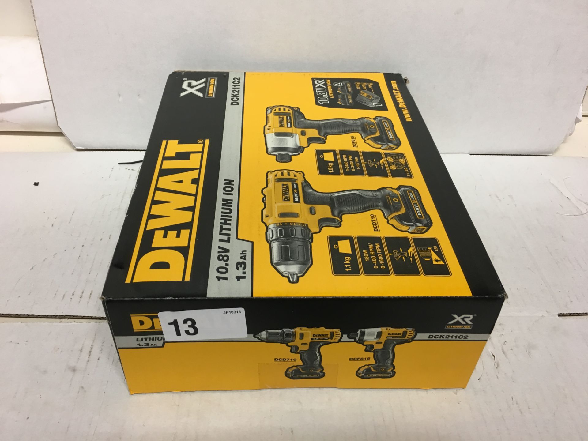 1 x DeWalt DCK211C2 10.8 Volt Compact Drill Driver and Impact Driver Twin Pack in Kitbag | EAN: 5035