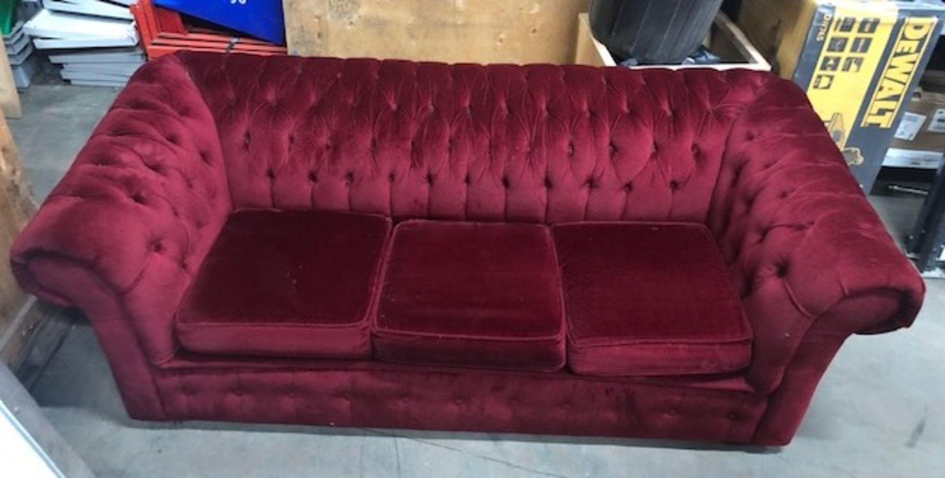 Red Velvet Chesterfield 3 Seater Sofa