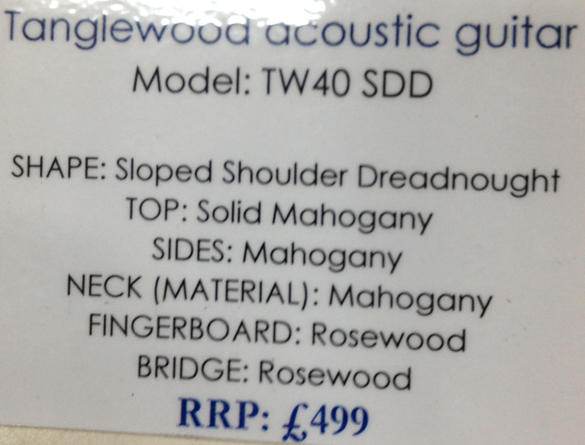 Tanglewood TW40SDD Acoustic Guitar w/gig bag | RRP £499 - Image 2 of 4