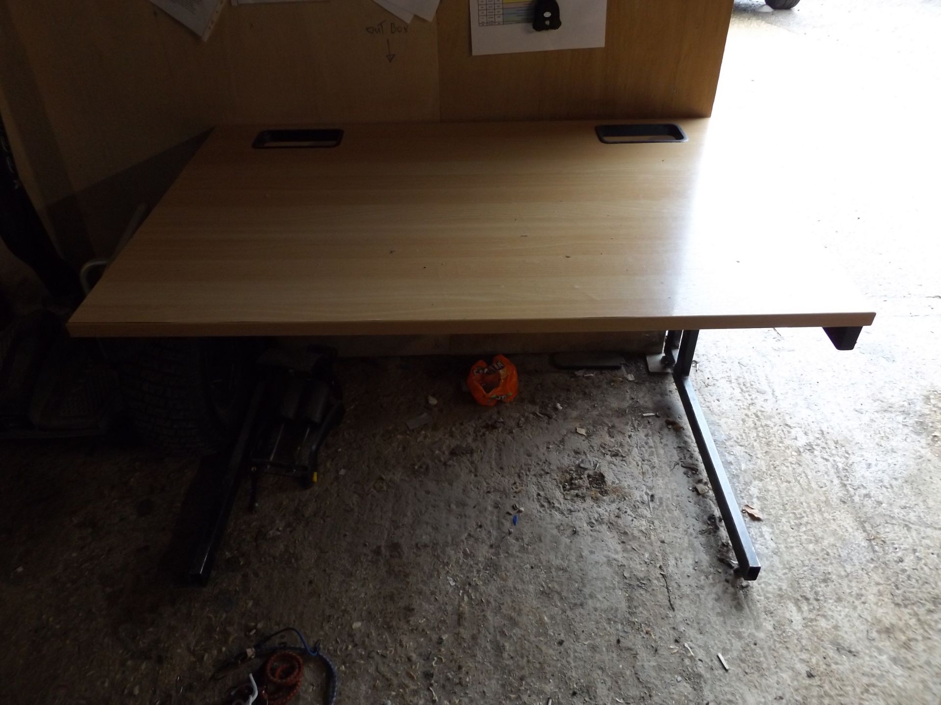 2 Drawer Metal Filing Cabinet & 120xm x 80cm Wooden Office Desk - Image 2 of 2