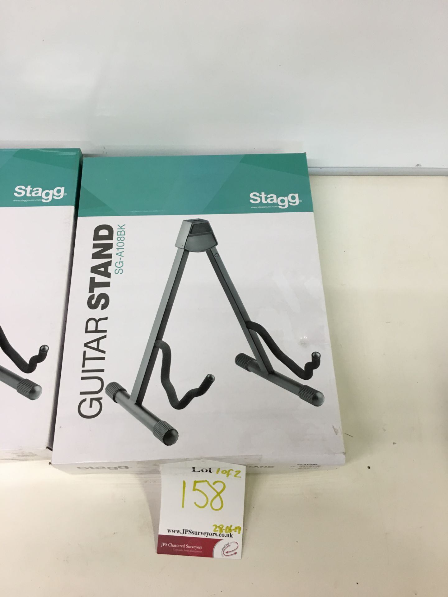 2 Stagg SG-A108BK foldable A-Frame guitar stands