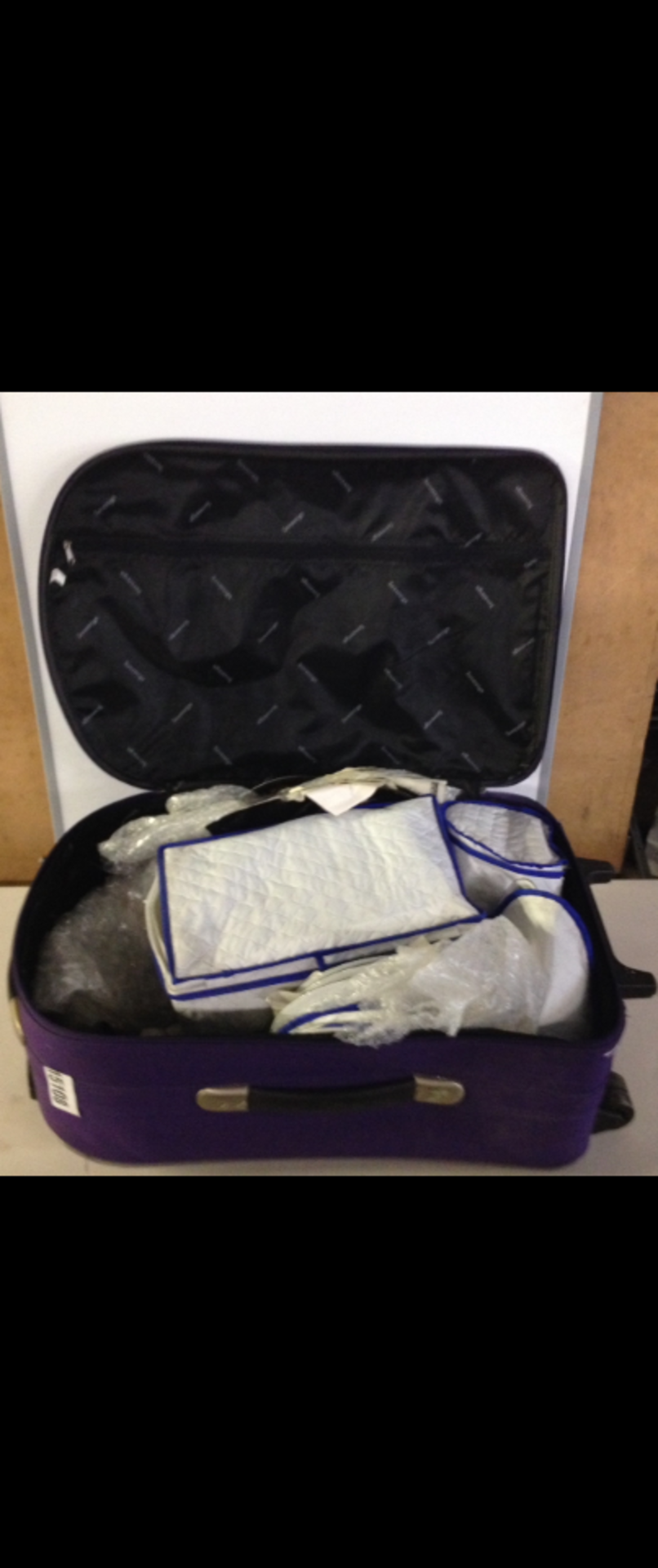 Purple Suitcase filled with plates and cups ( See Photos) - Image 2 of 3