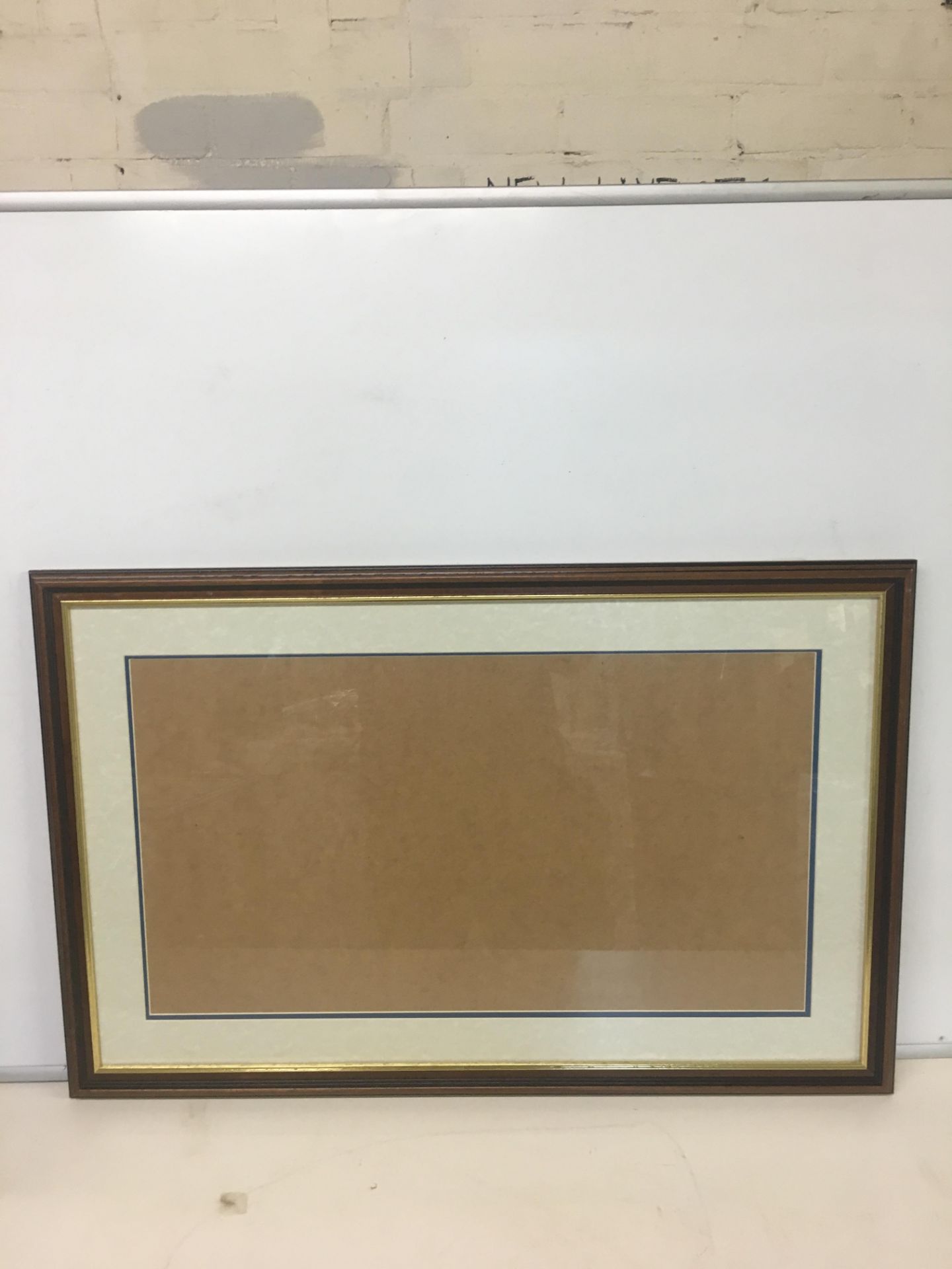 2 x Light brown / dark brown and gold framed empty picture frames