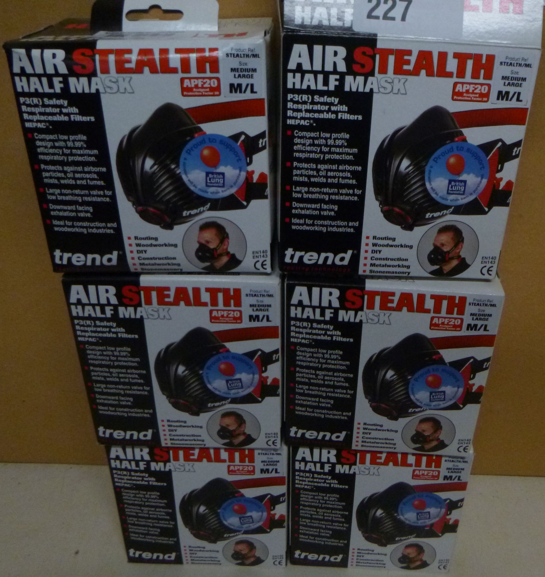 6 x Trend SM AIR Stealth Half MASK Medium/Large | EAN: 5027654058657 | RRP £135.66