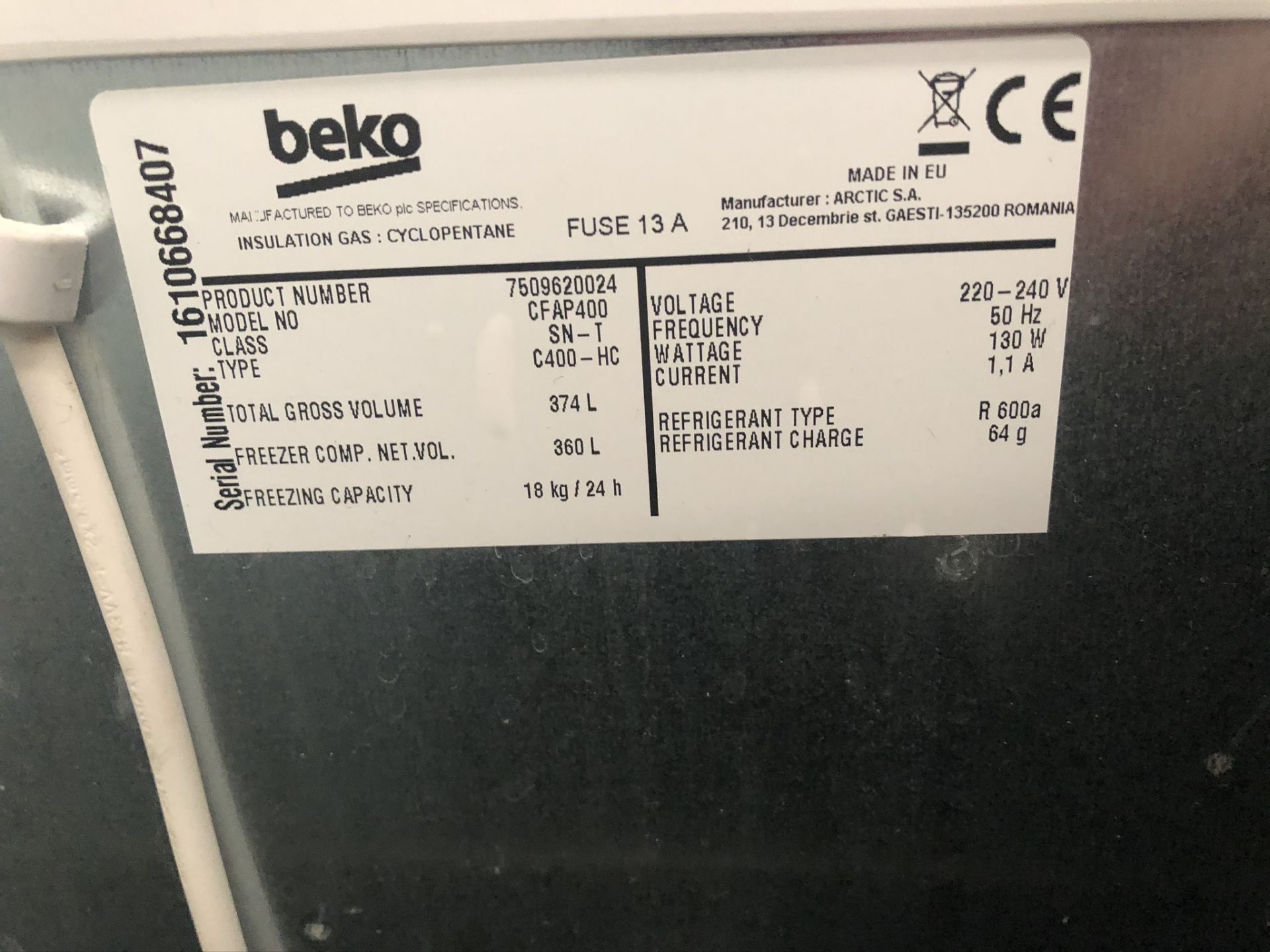 Beko Iceking CFAP400 Chest Freezer - Image 4 of 4