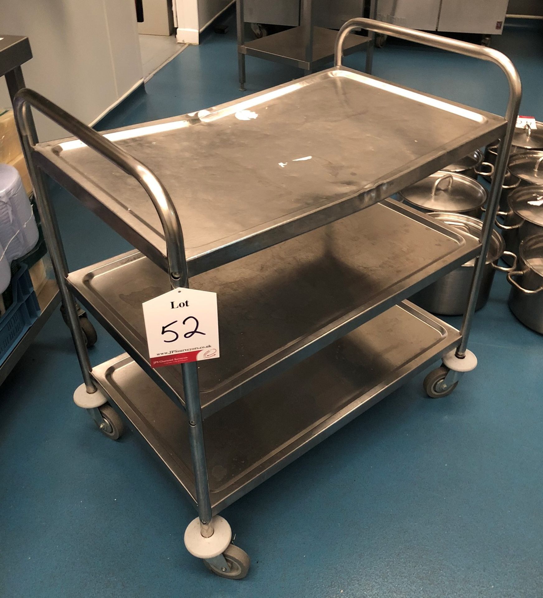 Stainless Steel 3 Tier Mobile Serving Trolley