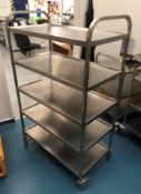 Stainless Steel 5 Tier Mobile Serving Trolley