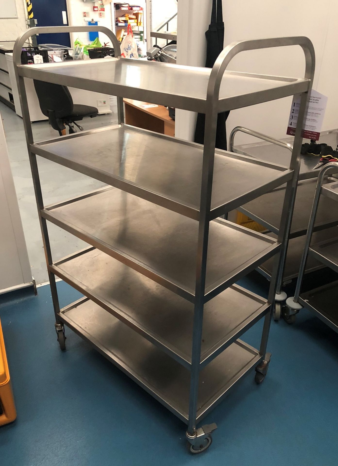 Stainless Steel 5 Tier Mobile Serving Trolley