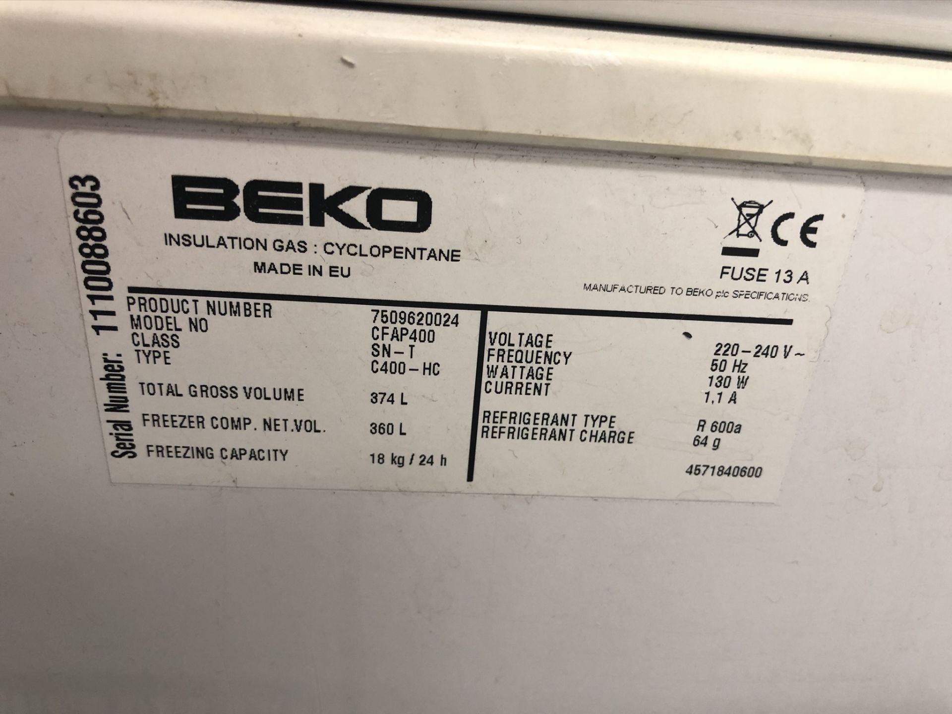 Beko Iceking CFAP400 Chest Freezer - Image 4 of 4