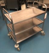 Stainless Steel 3 Tier Mobile Serving Trolley