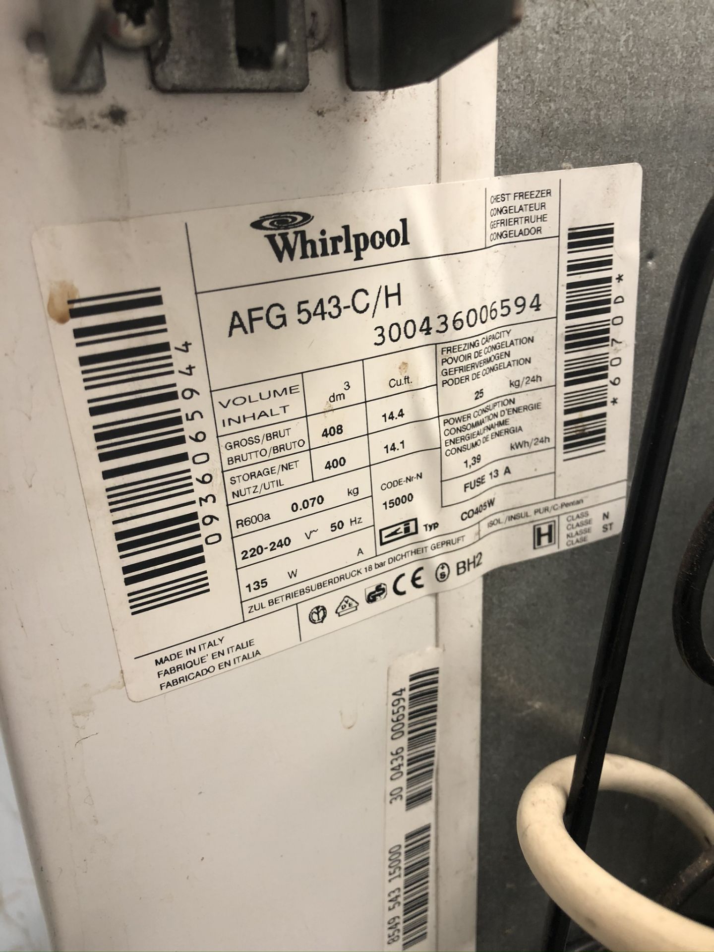 Whirlpool AFG 543-C/H Chest Freezer - Image 4 of 4