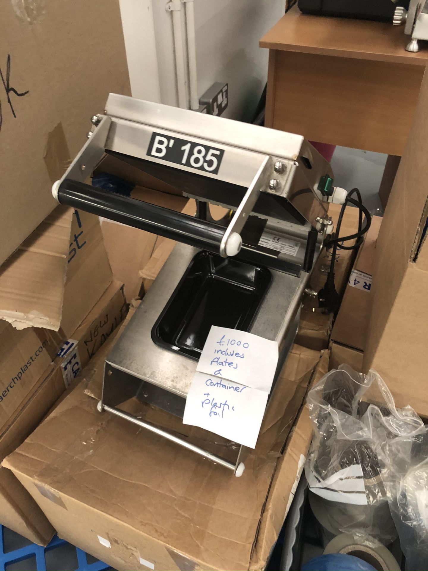 ORA B185 Manual Tray Sealing Machine w/ Plates, Containers & Foil - Image 2 of 4