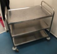 Stainless Steel 3 Tier Mobile Serving Trolley