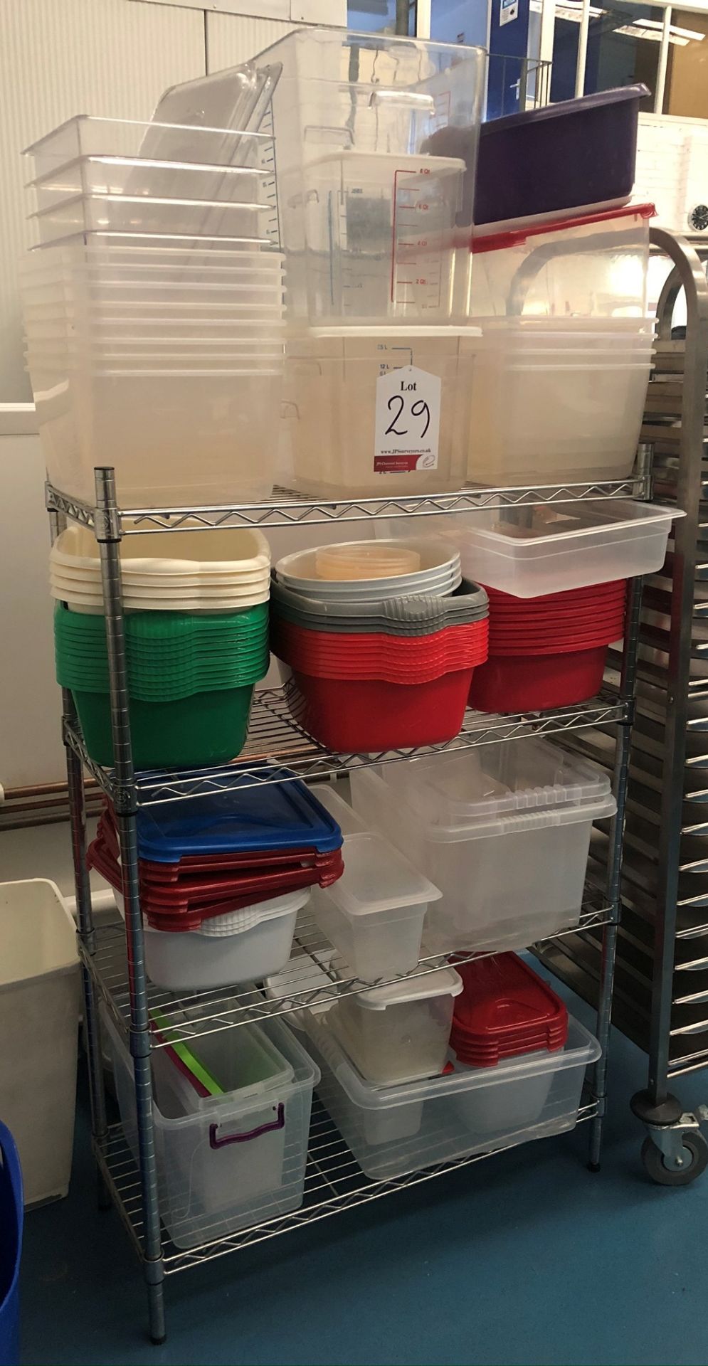 Quantity of Plastic Measuring Jugs, Containers & Bowls as per pictures | RACKS NOT INCLUDED