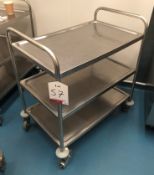 Stainless Steel 3 Tier Mobile Serving Trolley