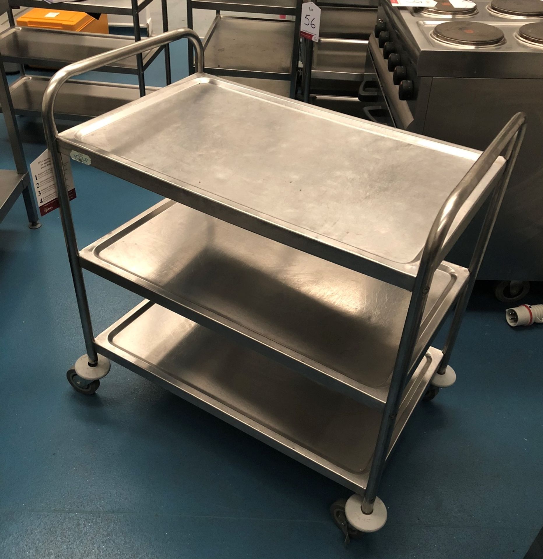 Stainless Steel 3 Tier Mobile Serving Trolley
