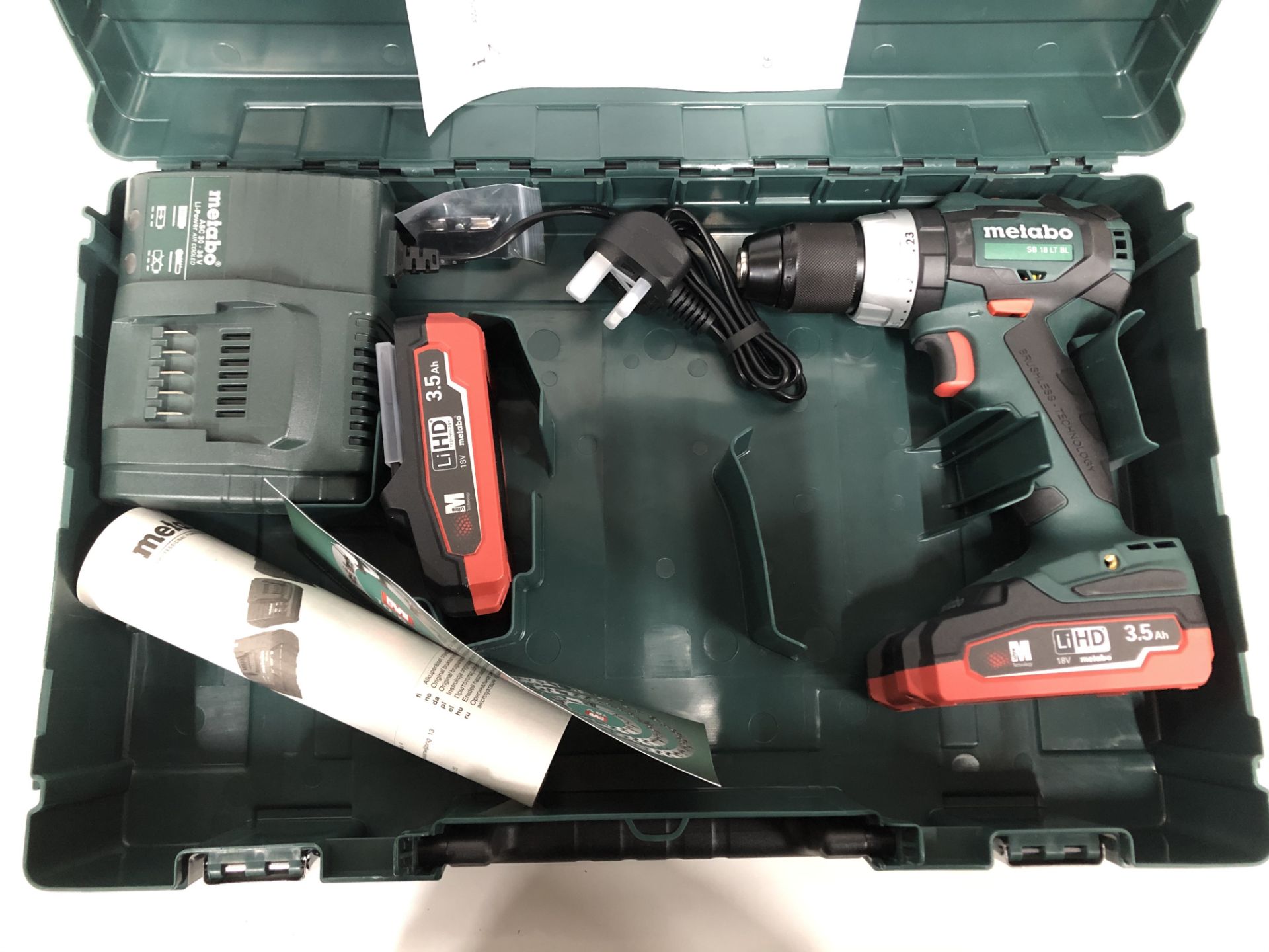 1 x Metabo SB 18 LT BL 18V Cordless Hammer Drill 2x 3.5Ah LiHD Batteries - Image 2 of 3