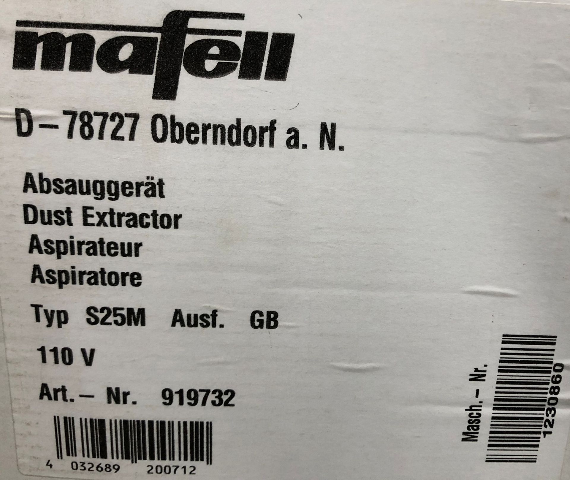 1 x Mafell Dust Extractor|110v|S25M | EAN: 4032689200712 | RRP £539 - Image 2 of 3