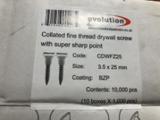 2 x Boxes of 10,000 3.5mm x 25mm Dry wall screws | 2 x Box of 5,000 4.2mm x 65mm Dry wall Screws