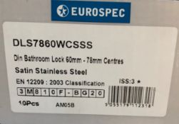 10 x Carlisle Brass - DLS7860WCSSS -Architectural Din Lock - Easi - T - Din Bathroom Lock 60mm - 78m