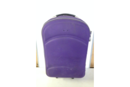 Purple Suitcase filled with plates and cups ( See Photos )