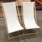 2 x White Wooden Deck Chairs