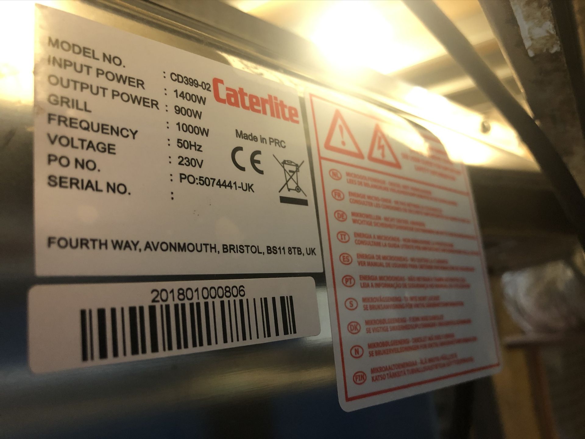 Caterlite CD-399-02 Commercial Microwave - Image 5 of 5